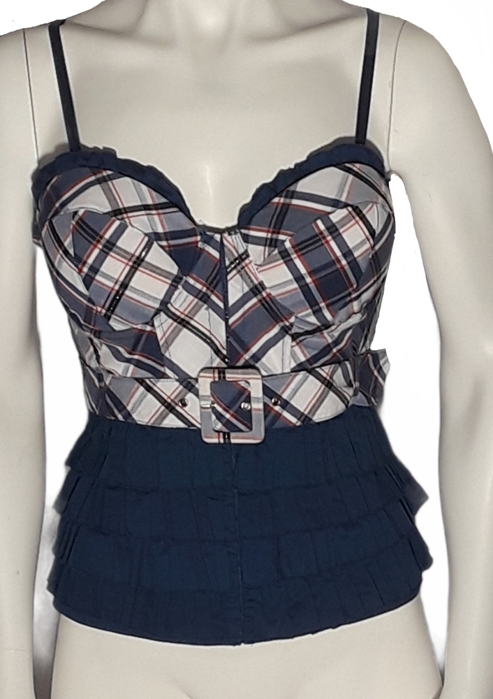 Blue Plaid Corset Top